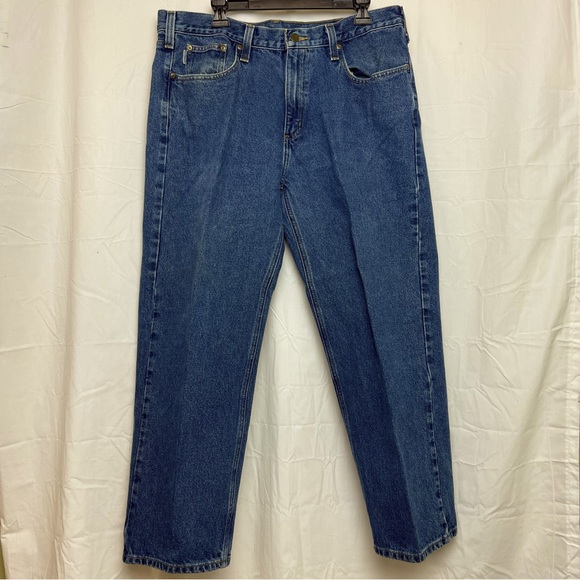 Carhartt Men’s Jeans Relaxed Fit Medium Wash Blue 100% Cotton size 38 X 29” - Picture 2 of 10